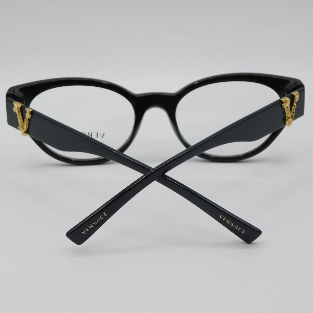 NEW VERSACE VE3282 GB1 BLACK CAT EYE WOMEN AUTHENTIC EYEGLASSES 53-19-140 - Picture 7 of 11